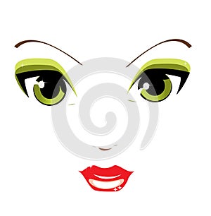 Woman face green eyes