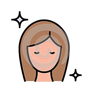 Woman face and hair color vector silhouette. Female beauty profile. Simple symbol. Beauty procedures. Beauty parlor services.