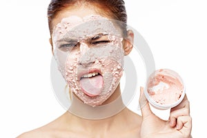 woman with face mask bare shoulders clear skin rejuvenation beauty