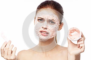 woman with face mask bare shoulders clear skin rejuvenation beauty