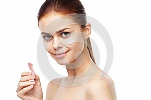 woman with face mask bare shoulders clear skin rejuvenation beauty