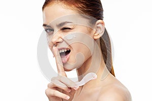 woman with face mask bare shoulders clear skin rejuvenation beauty