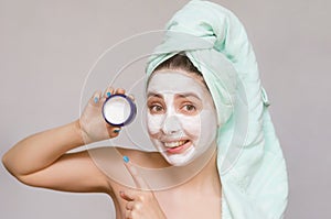 Woman with a face mask. Face skin care. Skin treatment.