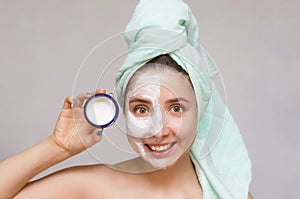 Woman with a face mask. Face skin care. Skin treatment.