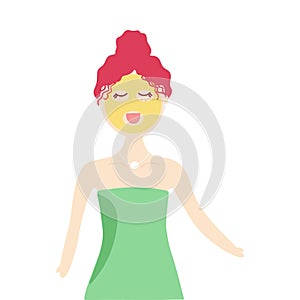 Woman with face mask vector illustration icon