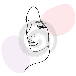 Woman face portrait in minimalist aesthetic style