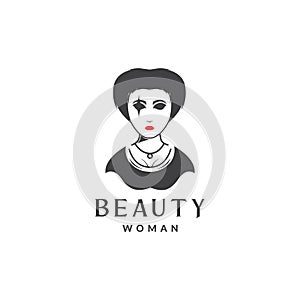 Woman face scare logo design vector graphic symbol icon sign illustration creative idea