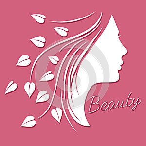 Woman face silhouette - beauty logo or emblem with female shape