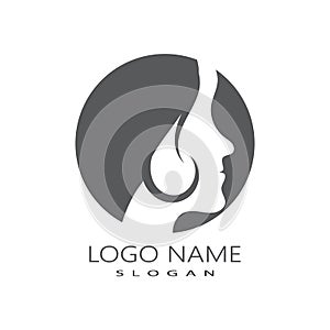 Woman face silhouette character illustration logo icon vector