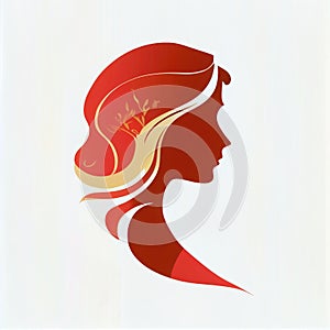 woman face silhouette with waves for cosmetics beauty salon logo design concept. Abstract female head silhouette for