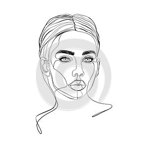 Woman face in sketch line art style