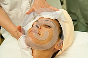 Woman face cleaning photo