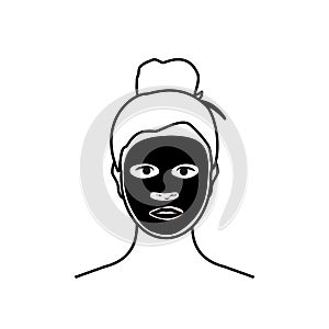 Woman with facial mask on her face isolated on white background