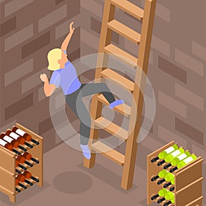 Woman Falling Off Ladder