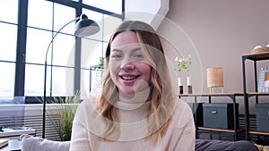 Woman Farewell During Video Call And Saying Goodbye At Home