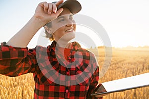 Woman farmer with a digital tablet