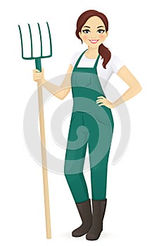 Woman farmer with forks