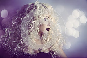 Woman Fashion Beauty Portrait, Model Girl Hairstyle, Blond Hair