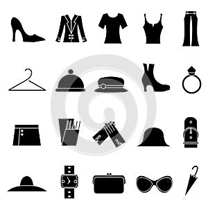 Woman fashion and clothes icons