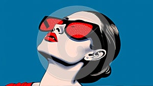 woman fashion girl comic face wow poster retro cartoon art illustration. Generative AI.