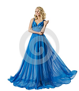 Woman Fashion Long Prom Dress, Elegant Girl, Blue Ball Gown photo