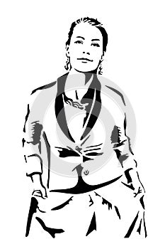 Woman, fashion - spring & sommer collection, illustration, stencil