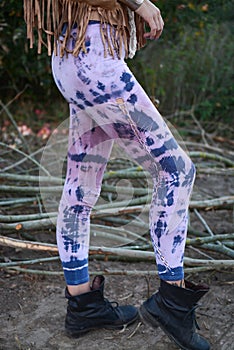 Woman fashion, yoga pants, colorful, cut out tights