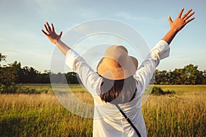 Woman Feel Free in the Field