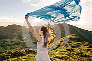 Woman feel freedom and enjoying the nature