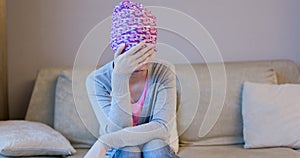 Woman feel pain with cancer