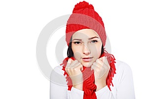 Woman feeling cold wind