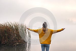 Woman feeling harmony with a nature