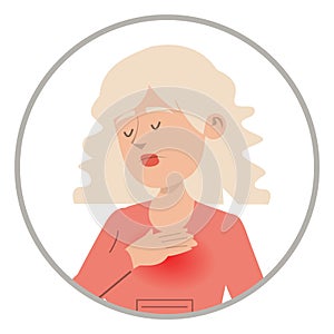 Woman feeling pain in chest vector isolated