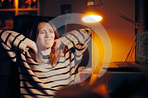 Woman feeling a Pain in her Neck from Desk Sitting