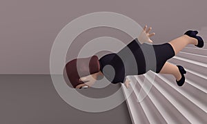 Woman fell from the stairs. 3d rendering