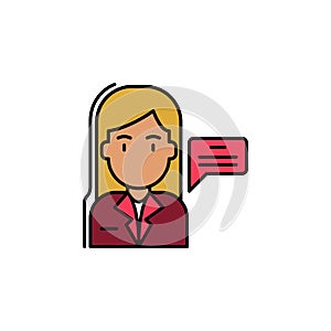 woman, femenine,speech bubbles icon. Element of feminism illustration. Premium quality graphic design icon. Signs and symbols