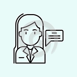 woman, femenine,speech bubbles icon. Element of Feminism for mobile concept and web apps icon. Outline, thin line icon for website