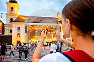 Woman on the festival in old city center