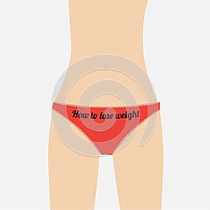Woman figure waist red underwear. How to lose