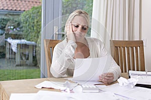 Woman in financial stress