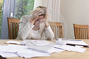Woman in financial stress photo