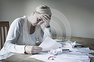 Woman in financial stress photo