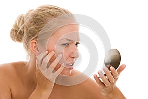 Woman finding acne