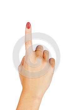 Woman finger pointing