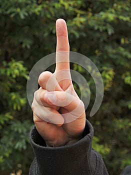 Woman Finger Sign - One