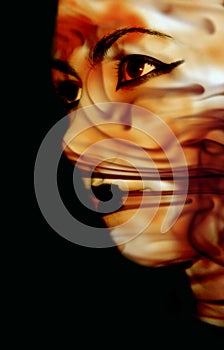 Woman fire face photo