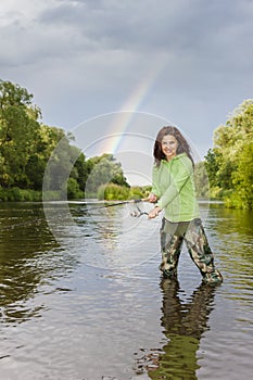 woman fishing