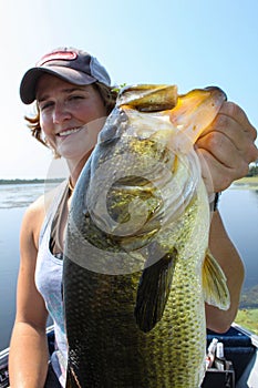 Woman Fishing Large Mouth Bass Attractive