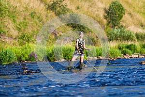 Woman fishing portrait