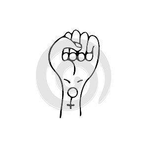 Woman fist. Gender-based female identity icon photo